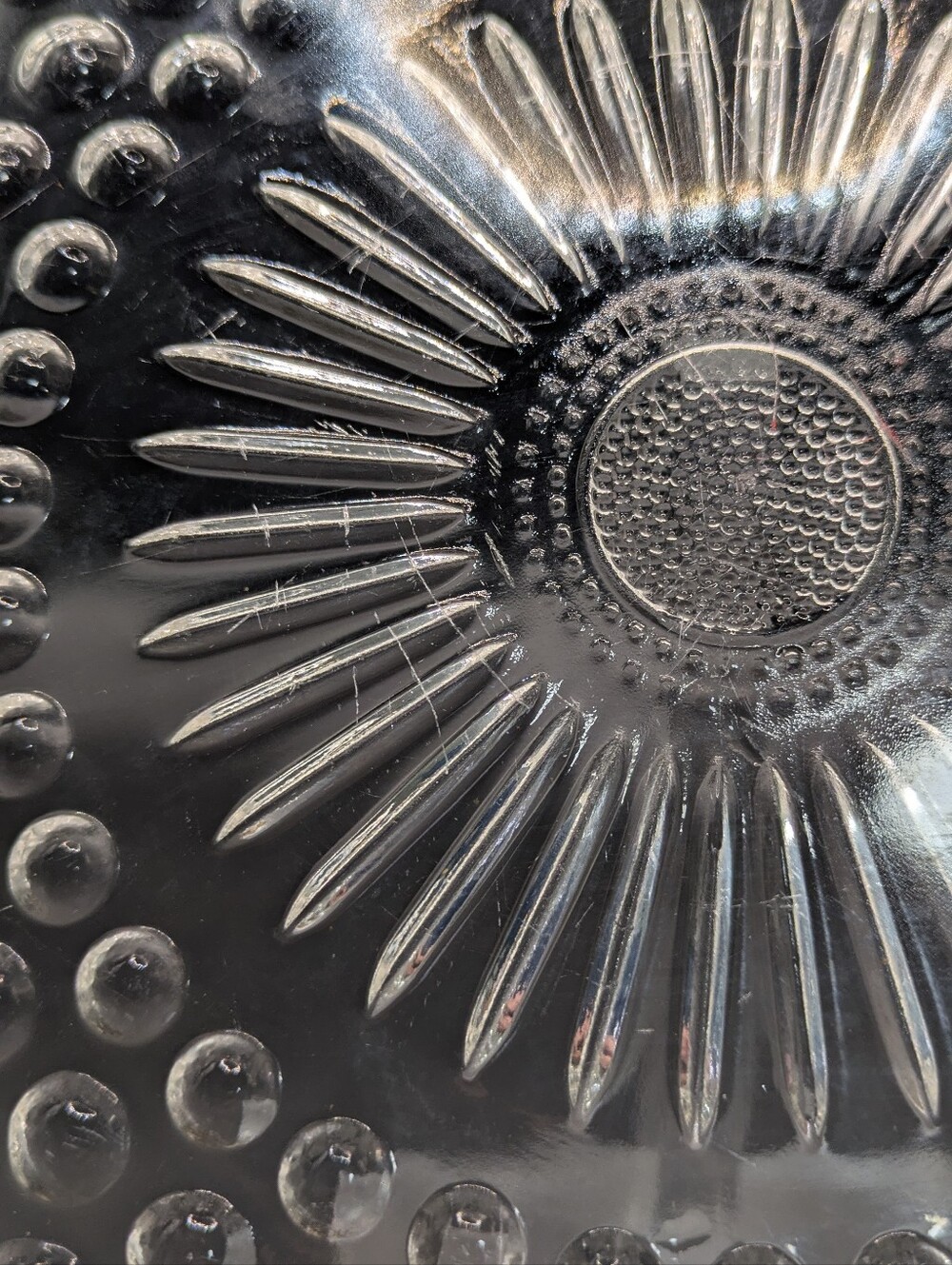 Sunflower Footed Cake Plate. Bubble Design Federal Glass - Picture 7 of 8